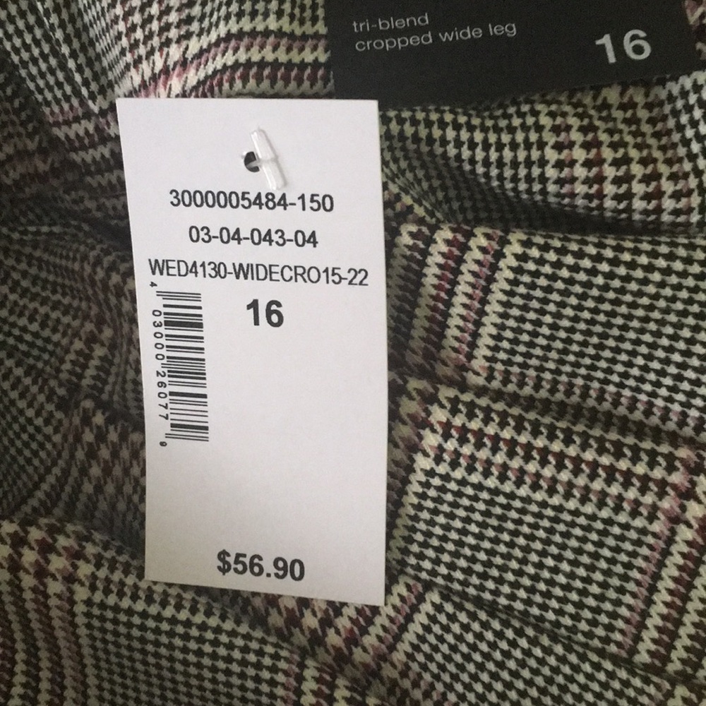 Plaid Crop Cuffed Wide Leg Dress Pant - Size 16 - Picture 12 of 13